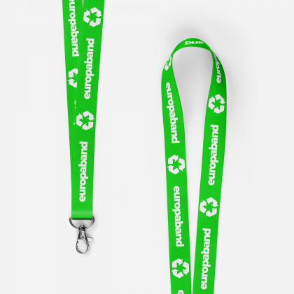 Cordão porta-crachás eco RPET com impressão a cores clássica