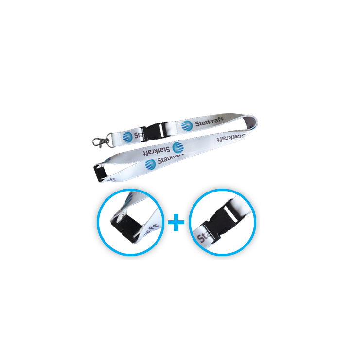 Cordão personalizável a 4 cores com fecho de segurança e clip destacável