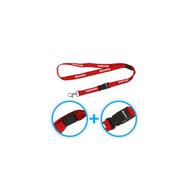 Fita porta-crachás em nylon com fecho de segurança e clip destacável