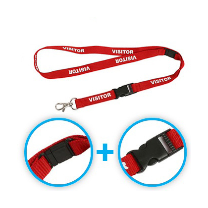 Fita porta-crachás em nylon com fecho de segurança e clip destacável