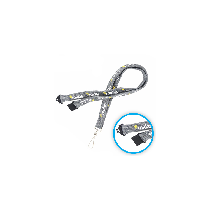 Fita porta-crachás tubular + fecho de segurança