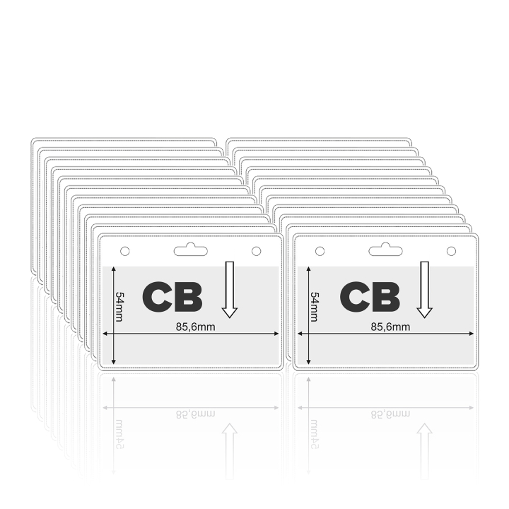 Porta-crachás flexível horizontal para cartão 85,6 x 54 mm