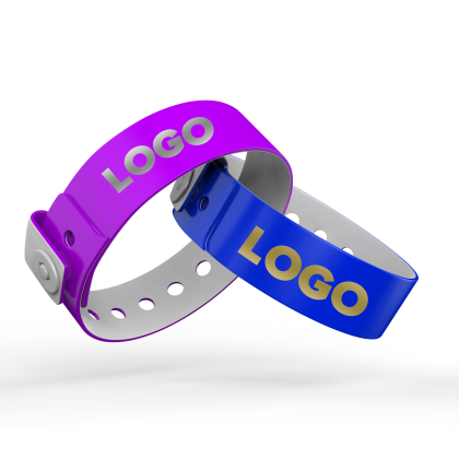 Pulseiras de vinil com impressão dourada ou prateada