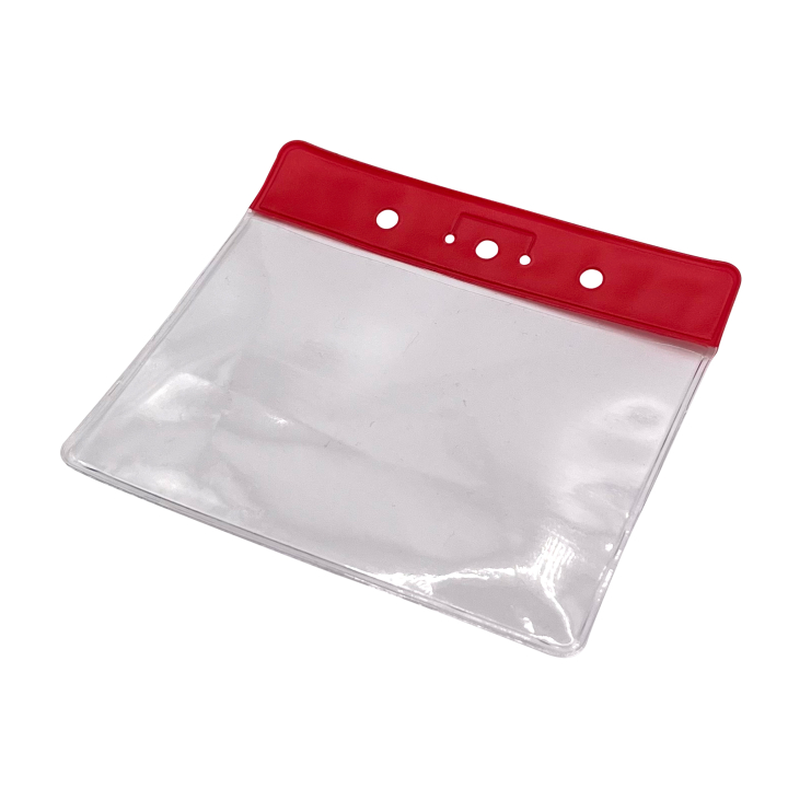 Porta-crachás flexível em PVC com reforço colorido 86x54mm