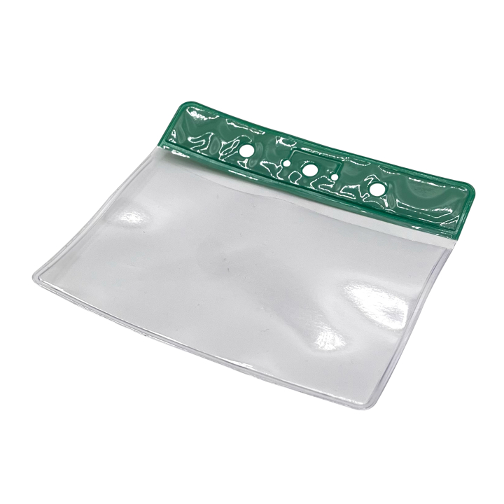 Porta-crachás flexível em PVC com reforço colorido 86x54mm