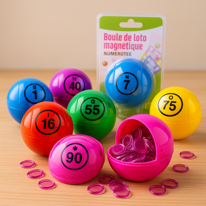 6 bolas de loto numeradas + 100 fichas Novo design